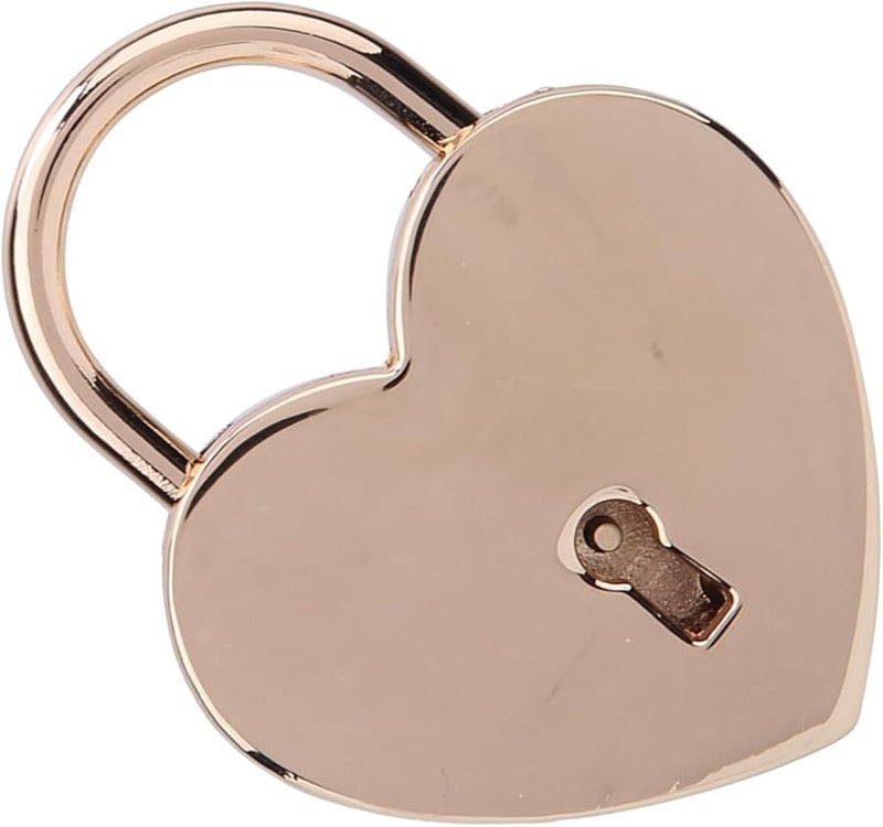 Keenso Heart Lock Metal Padlock With Key For Diary Safe Pink Gold 45x59mm - Image 1